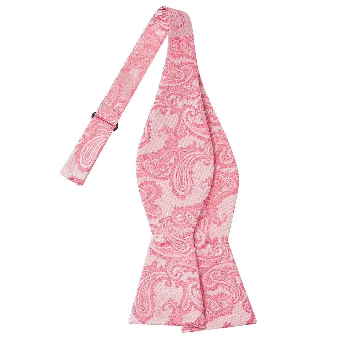 Tickle Me Pink on White Paisley Bowtie - Tie, bowtie, pocket square  | Kissties