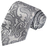 Charcoal on White Paisley Tie - Tie, bowtie, pocket square  | Kissties