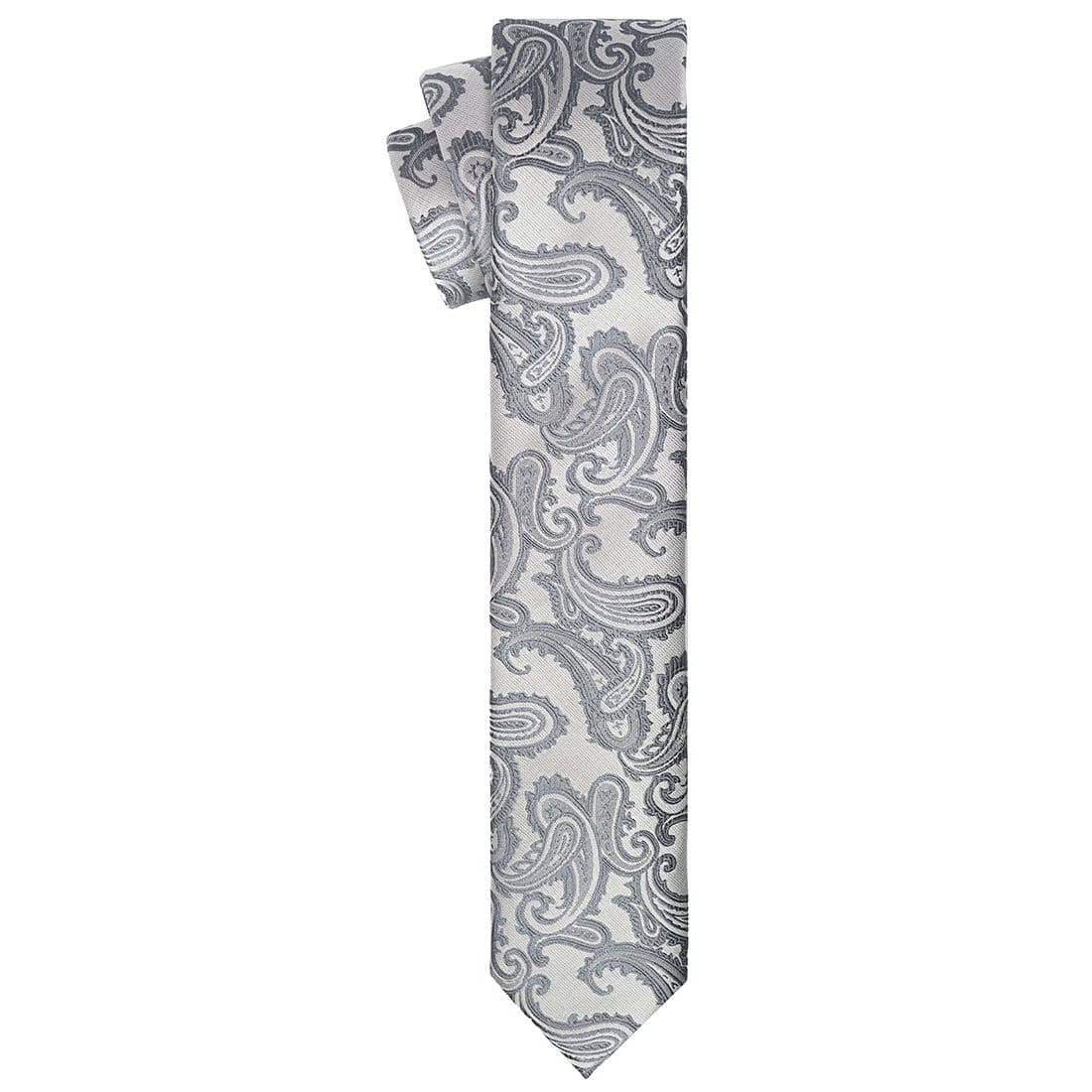 Charcoal on White Paisley Tie - Tie, bowtie, pocket square  | Kissties