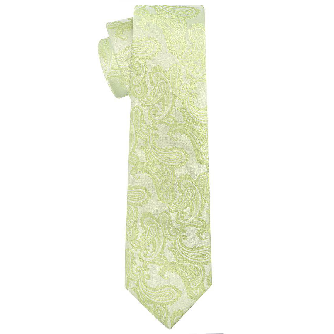 Tea Green on White Paisley Tie - Tie, bowtie, pocket square  | Kissties