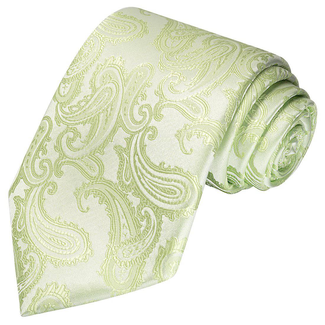 Tea Green on White Paisley Tie - Tie, bowtie, pocket square  | Kissties