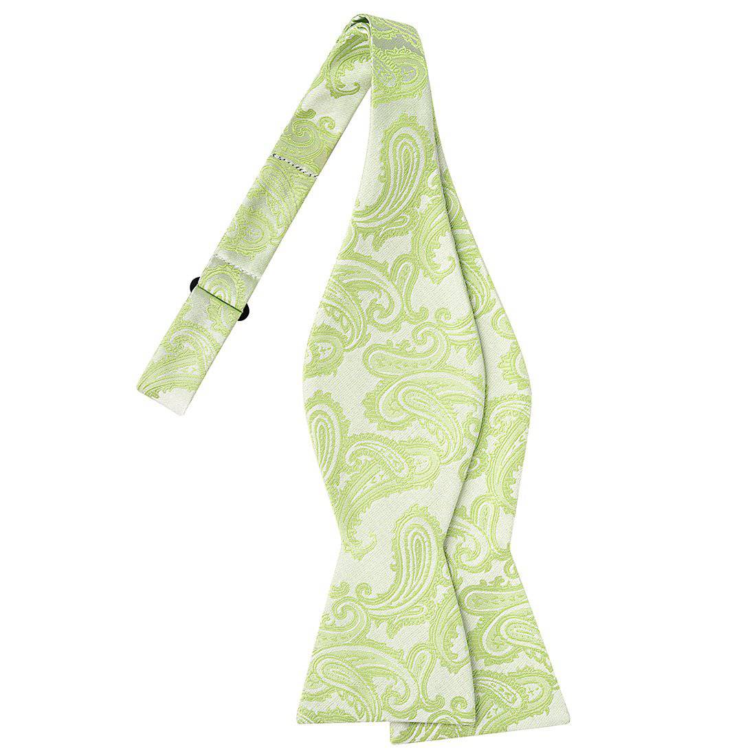 Tea Green on White Paisley Bowtie - Tie, bowtie, pocket square  | Kissties