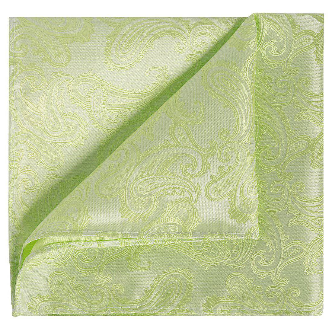 Tea Green on White Paisley Pocket Square - Tie, bowtie, pocket square  | Kissties