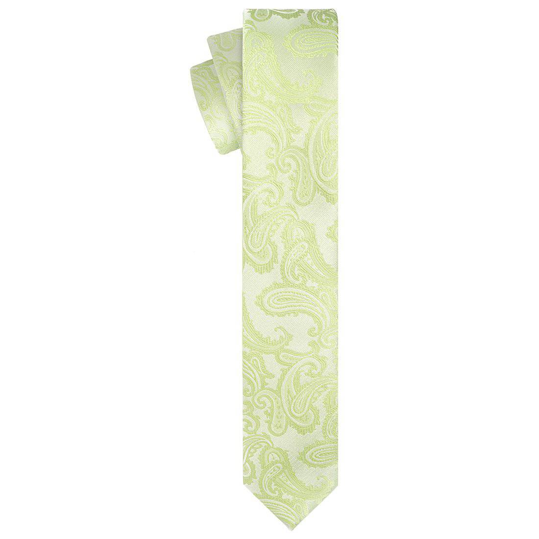 Tea Green on White Paisley Tie - Tie, bowtie, pocket square  | Kissties