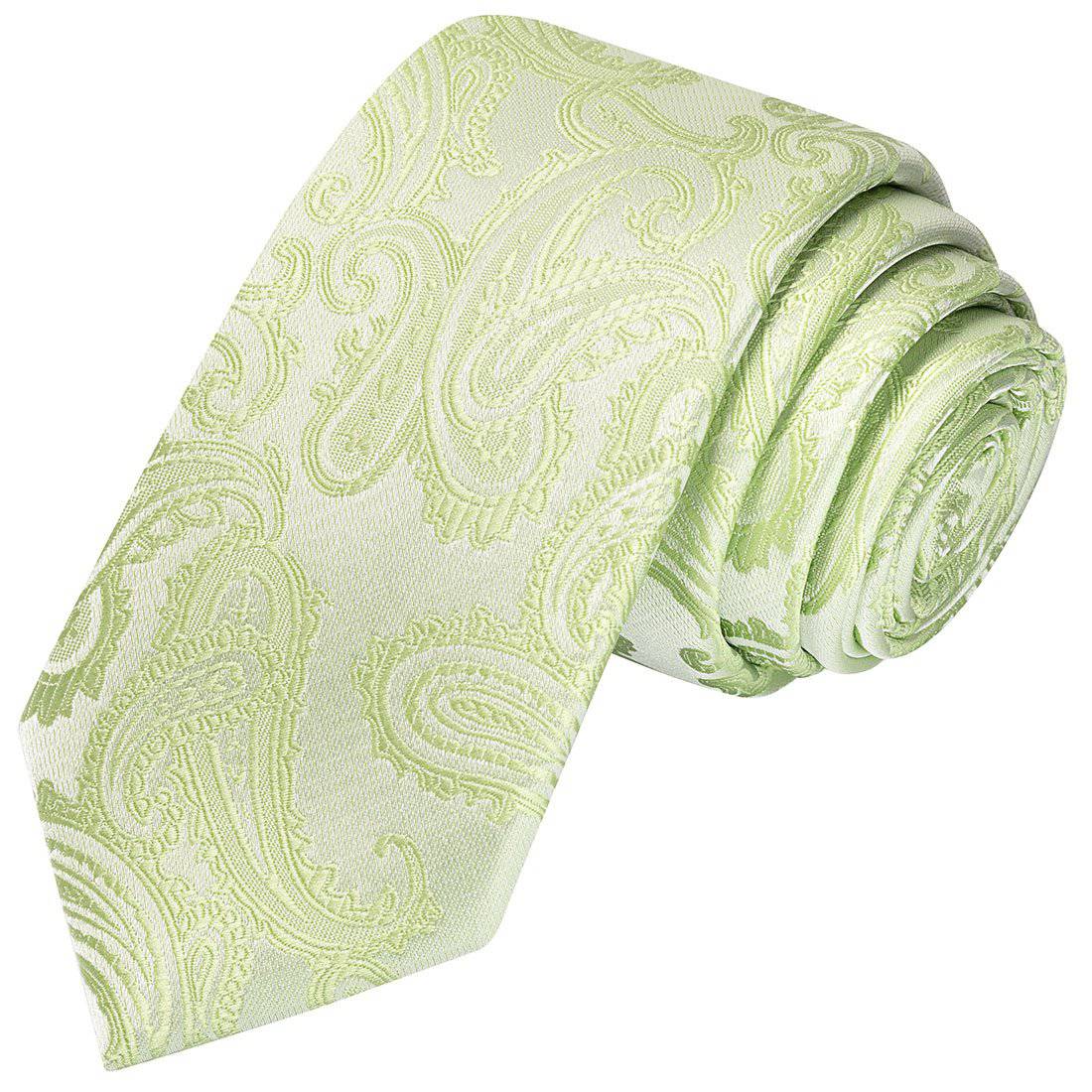 Tea Green on White Paisley Tie - Tie, bowtie, pocket square  | Kissties