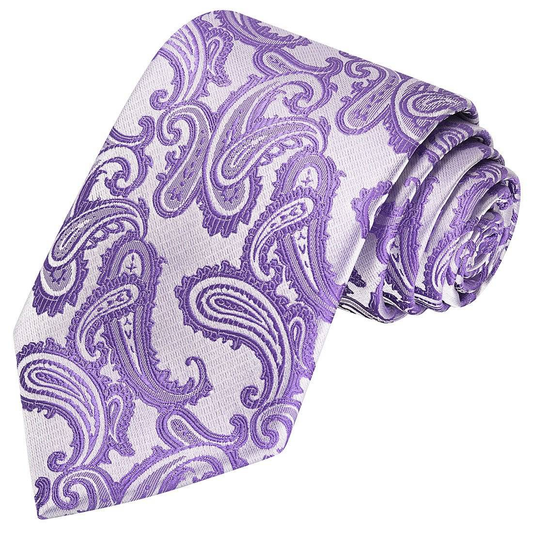 Vivid Violet on Silver Paisley Tie - Tie, bowtie, pocket square  | Kissties