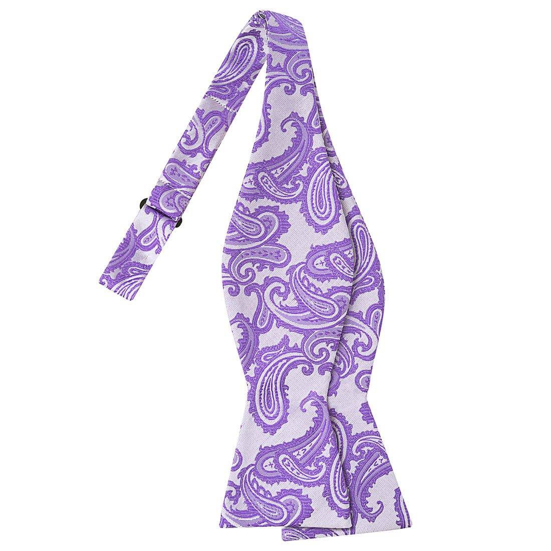 Vivid Violet on Silver Paisley Bowtie - Tie, bowtie, pocket square  | Kissties