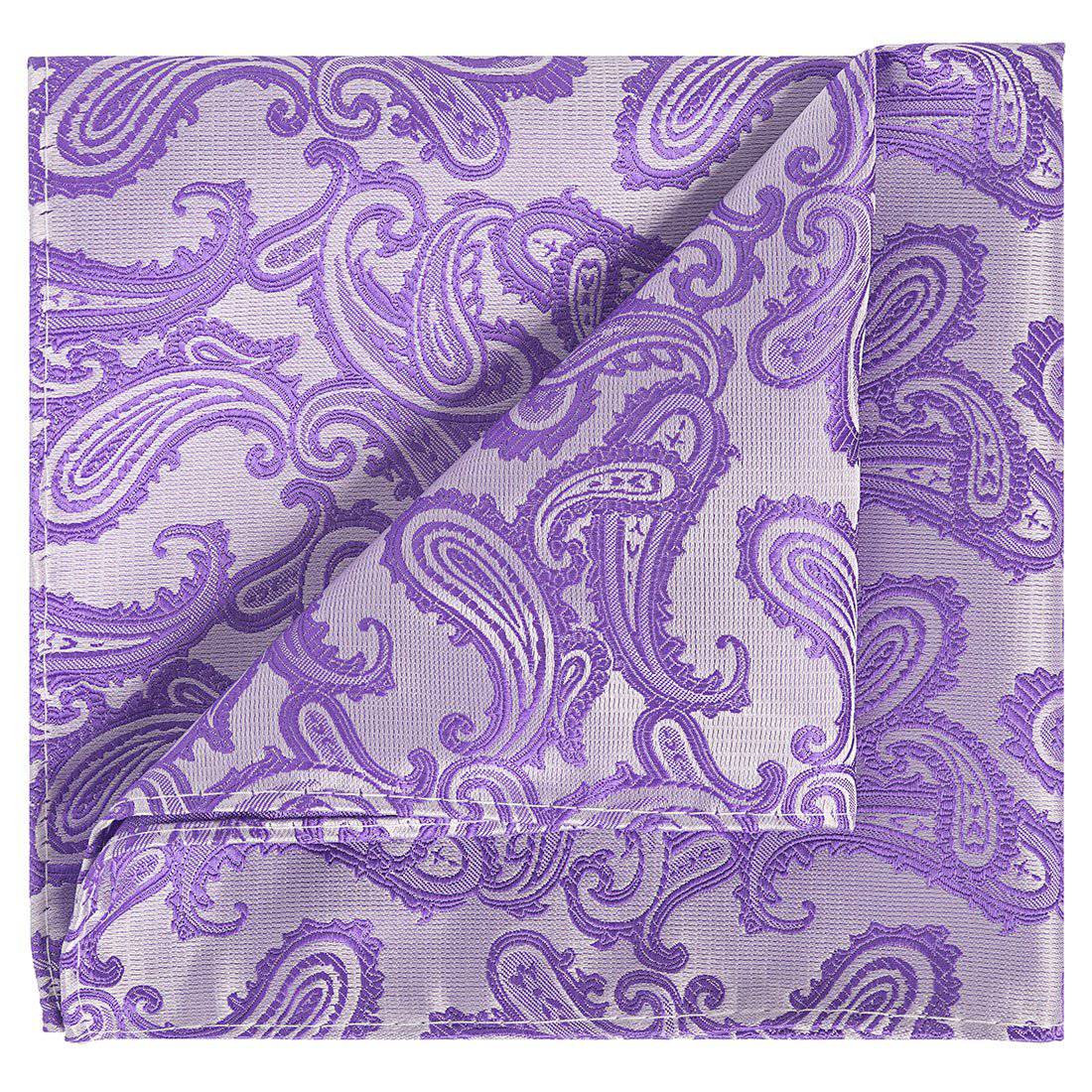 Vivid Violet on Silver Paisley Pocket Square - Tie, bowtie, pocket square  | Kissties