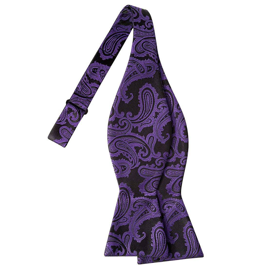 Indigo on Black Paisley Bowtie - Tie, bowtie, pocket square  | Kissties