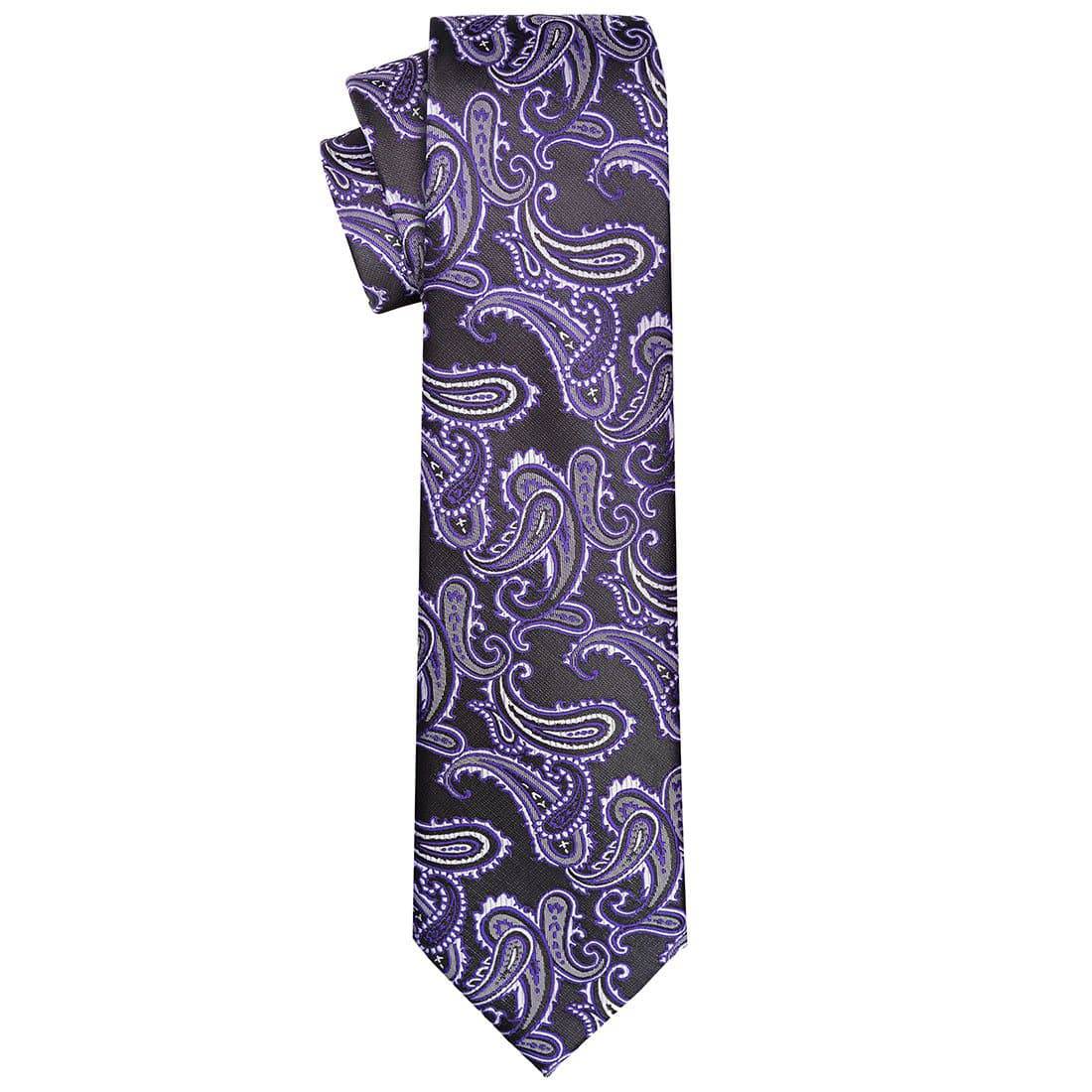 Electric Indigo-bordered White on Black Paisley Tie - Tie, bowtie, pocket square  | Kissties