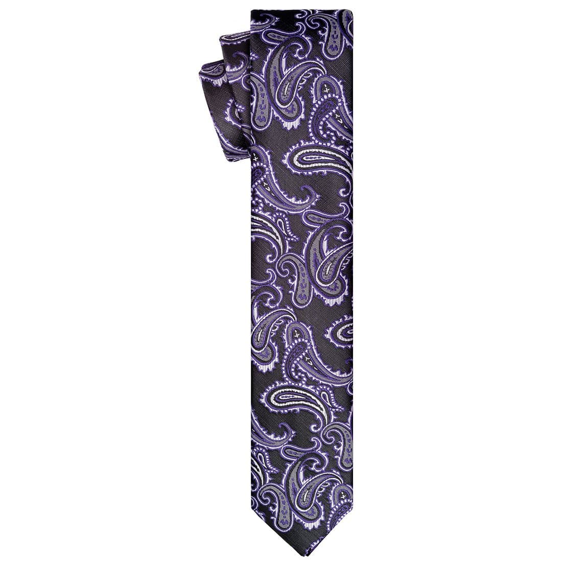 Electric Indigo-bordered White on Black Paisley Tie - Tie, bowtie, pocket square  | Kissties