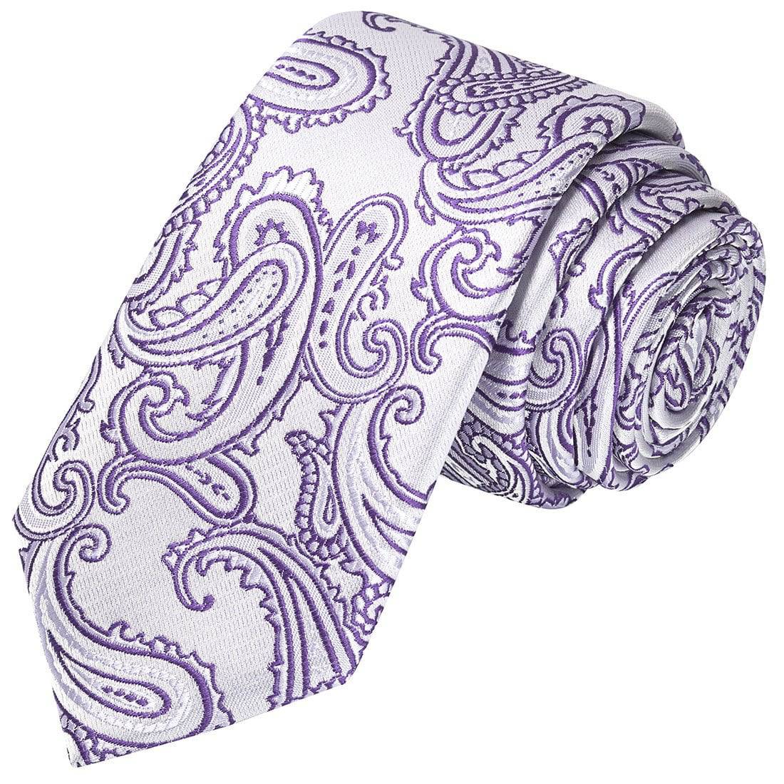 Amethyst on Silver Paisley Tie - Tie, bowtie, pocket square  | Kissties