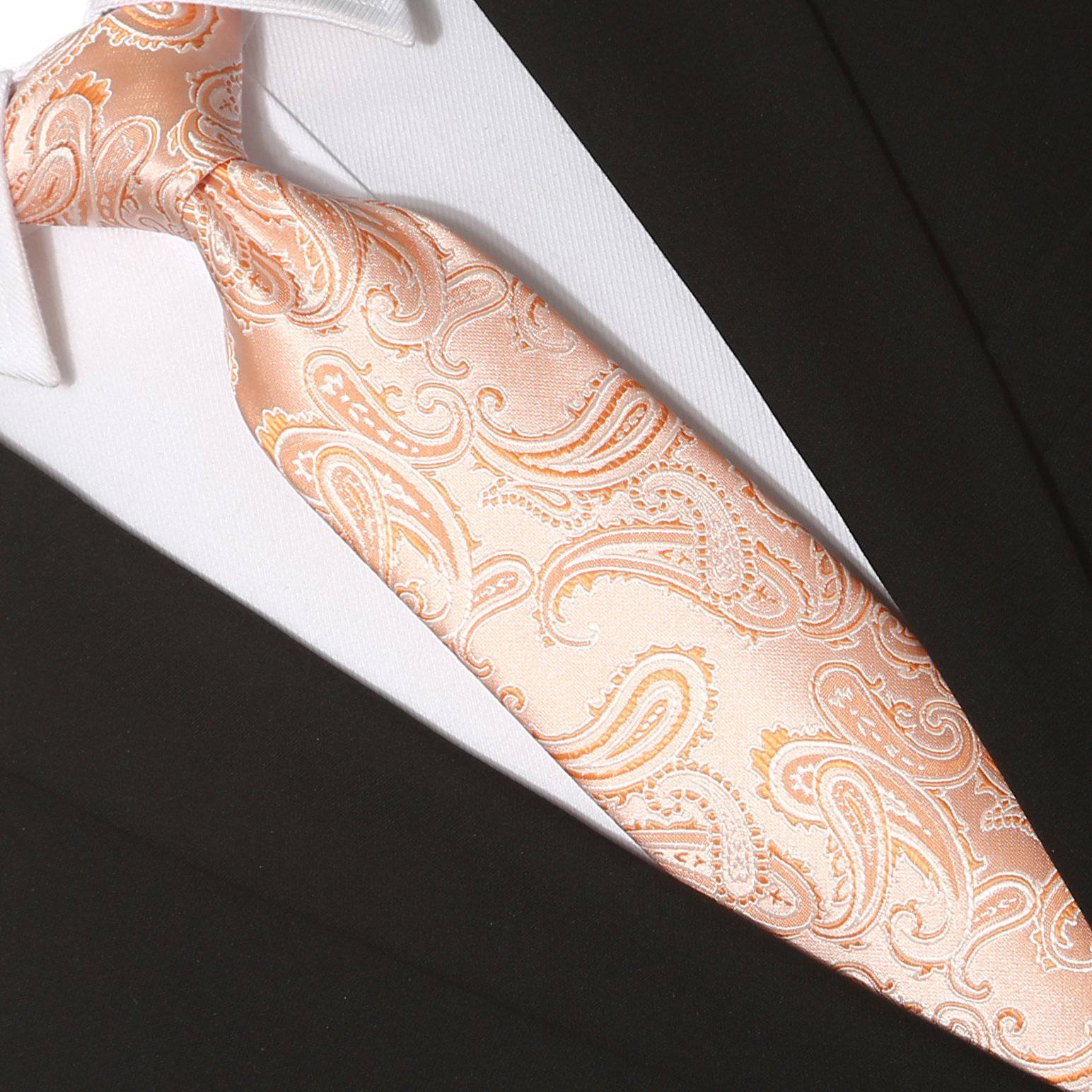 PEACH PAISLEY TIE - Tie, bowtie, pocket square  | Kissties