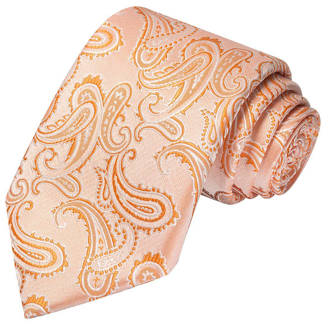 Persian Orange on Peach Paisley Tie