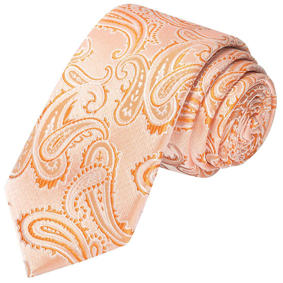 PEACH PAISLEY TIE - Tie, bowtie, pocket square  | Kissties