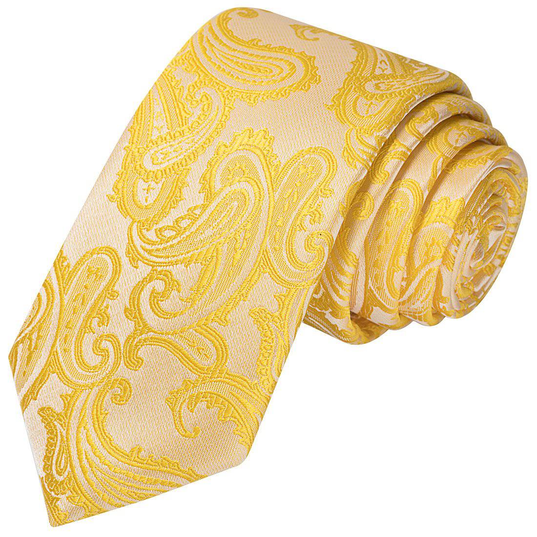 Gold Paisley Tie - Tie, bowtie, pocket square  | Kissties