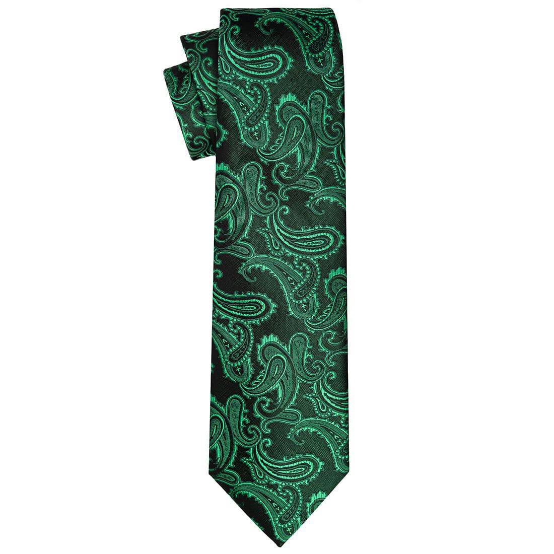 Seafoam Green on Black Paisley Tie - Tie, bowtie, pocket square  | Kissties