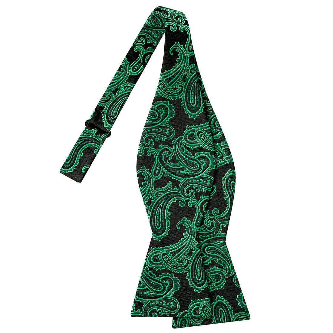 Seafoam Green on Black Paisley Bowtie - Tie, bowtie, pocket square  | Kissties