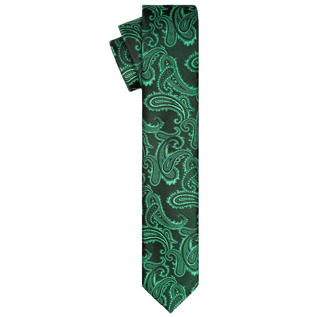 Seafoam Green on Black Paisley Tie - Tie, bowtie, pocket square  | Kissties