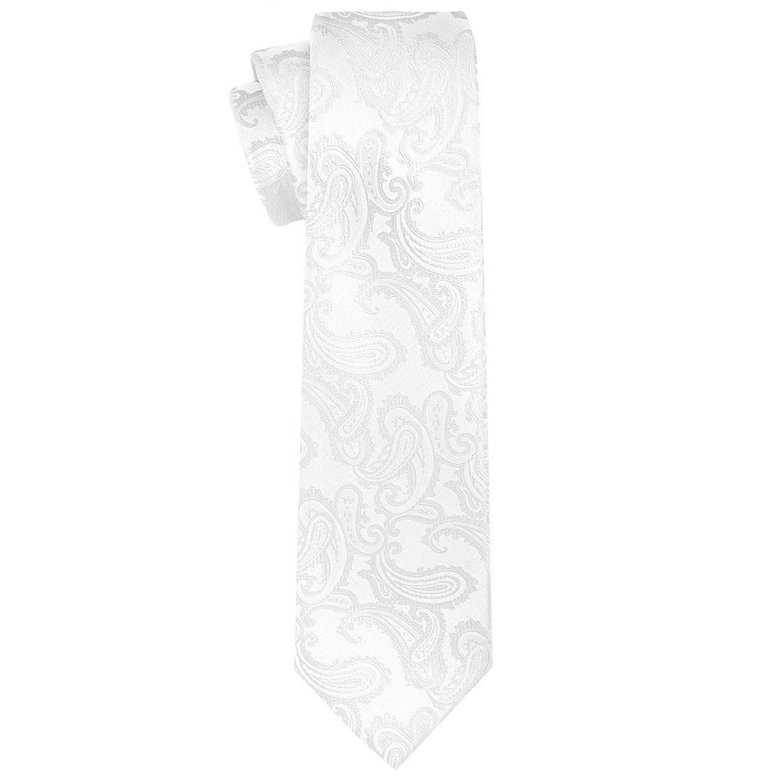 White Paisley Tie - Tie, bowtie, pocket square  | Kissties