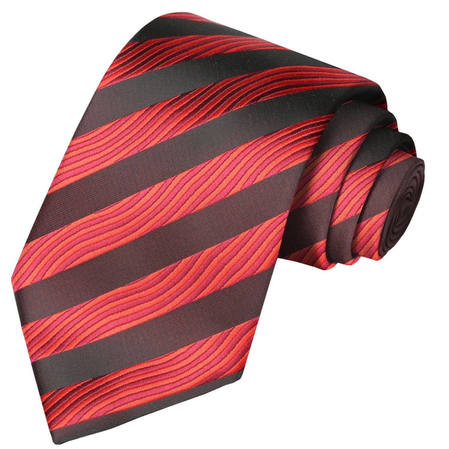 Wavy Red-Black Stripe Tie - Tie, bowtie, pocket square  | Kissties