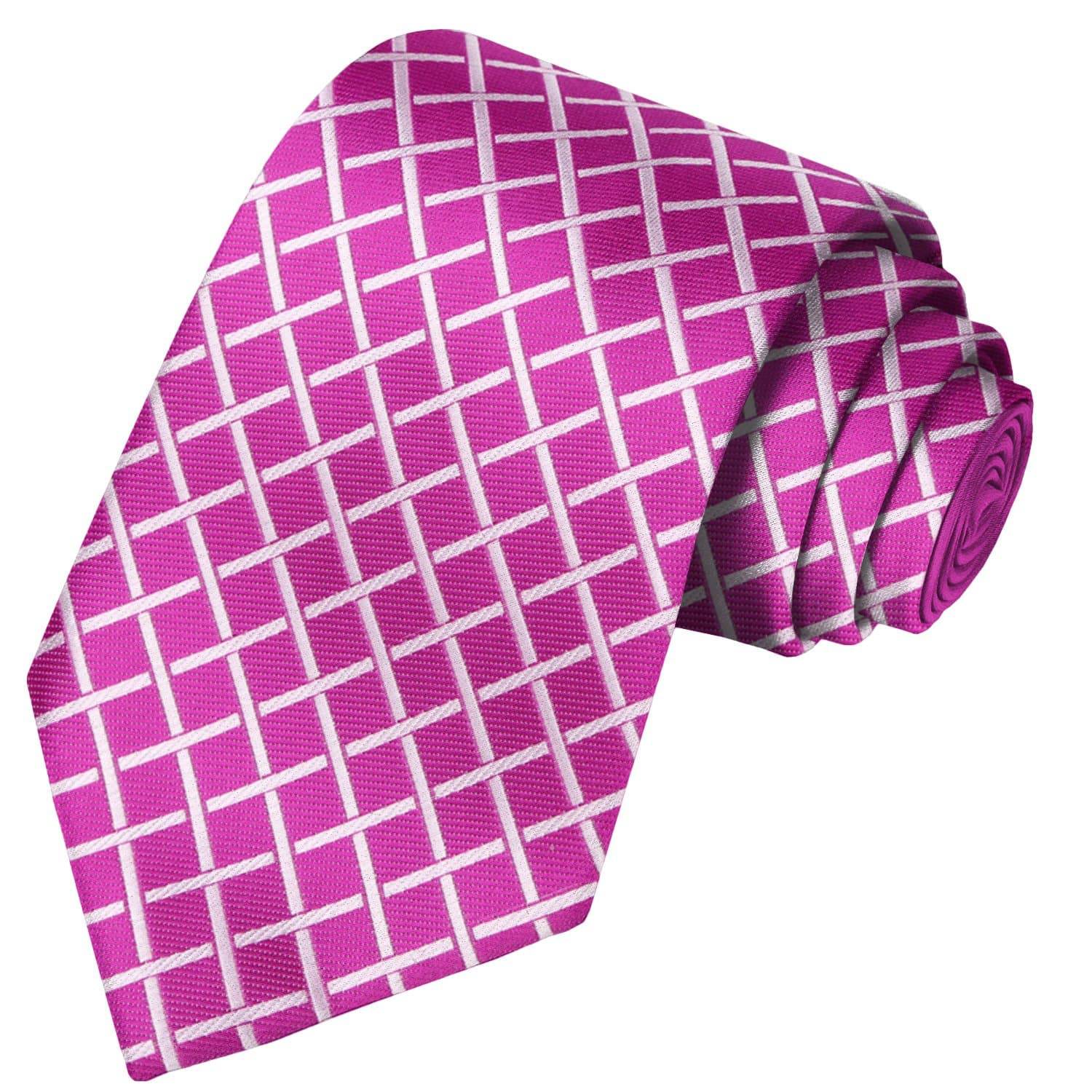Fuchsia-White Checkered Tie - Tie, bowtie, pocket square  | Kissties