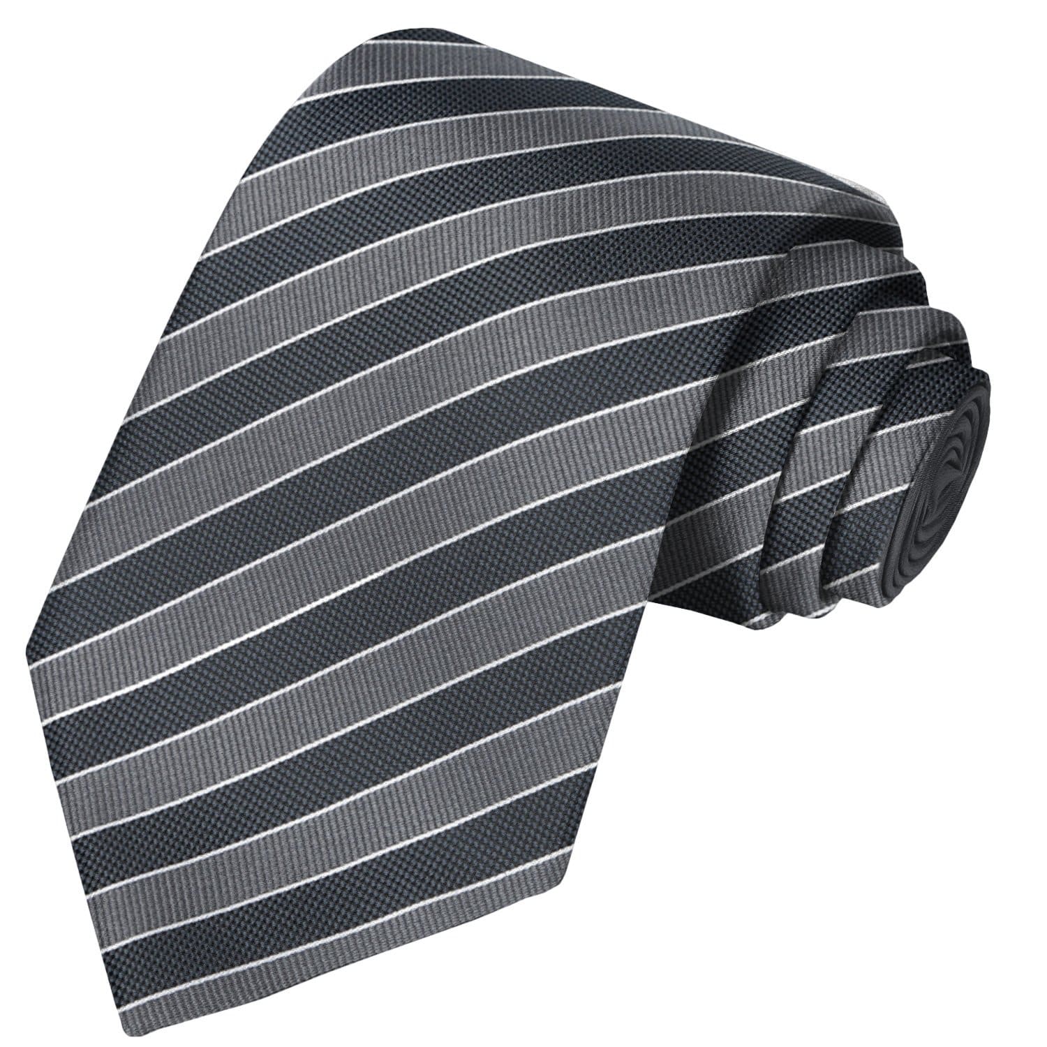 Black-White-Gray Stripe Tie - Tie, bowtie, pocket square  | Kissties