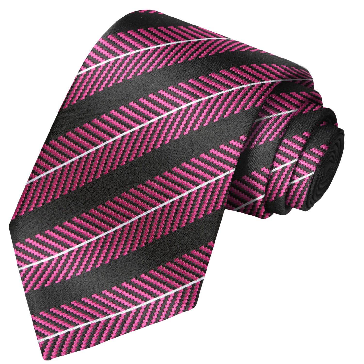 White on Magenta Chevron-Black Striped Tie - Tie, bowtie, pocket square  | Kissties