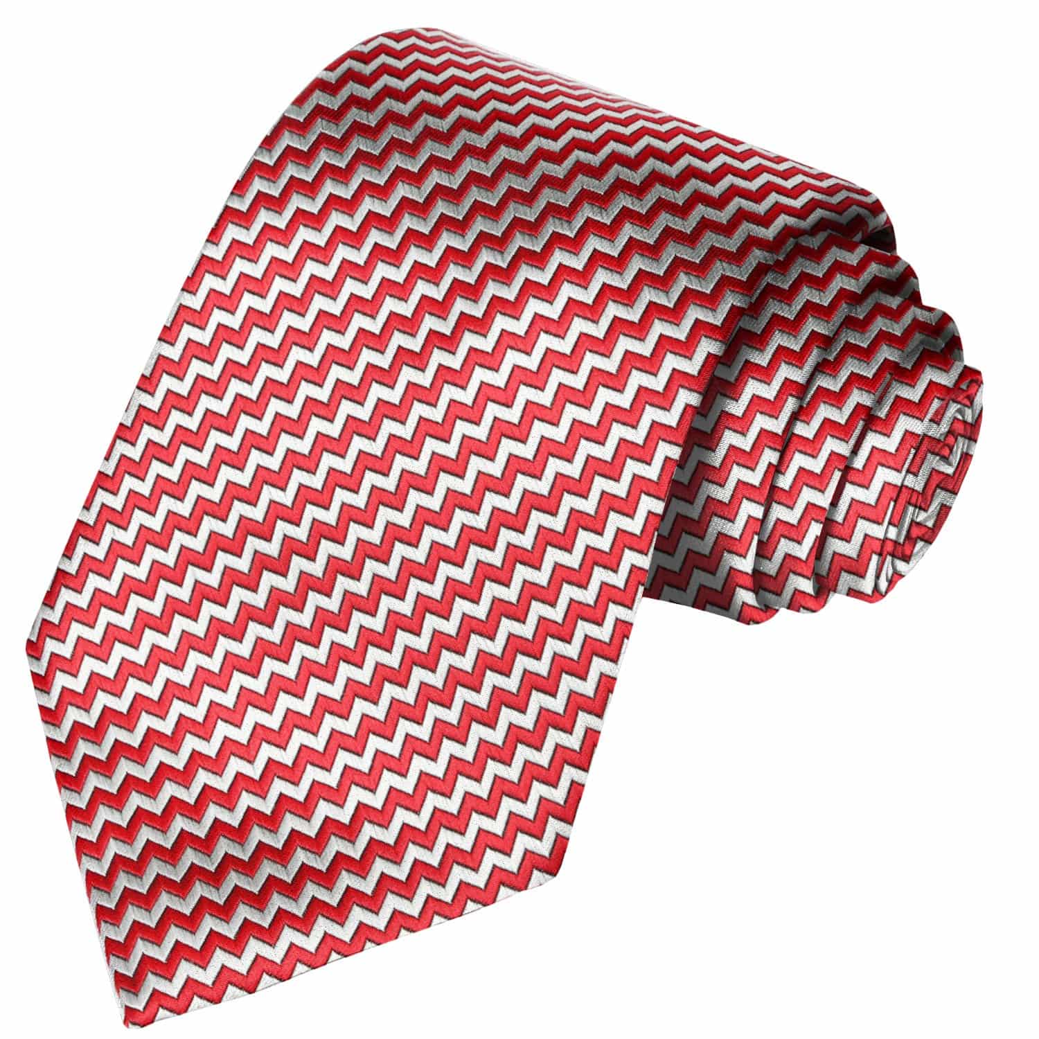 Zigzag Red-White Stripe Tie - Tie, bowtie, pocket square  | Kissties