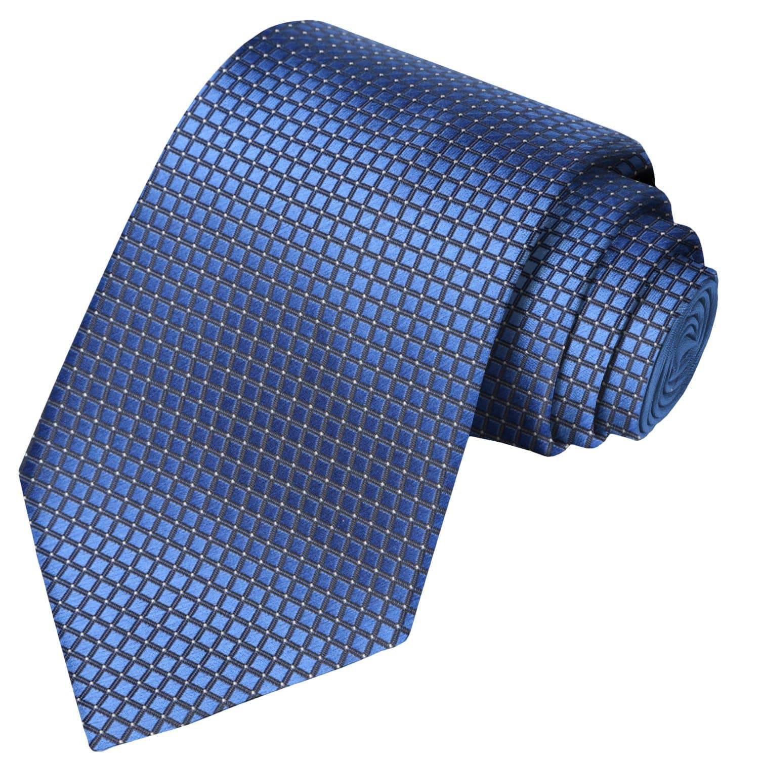 Lapis-White Dots-Independence Blue Checkered Tie - Tie, bowtie, pocket square  | Kissties