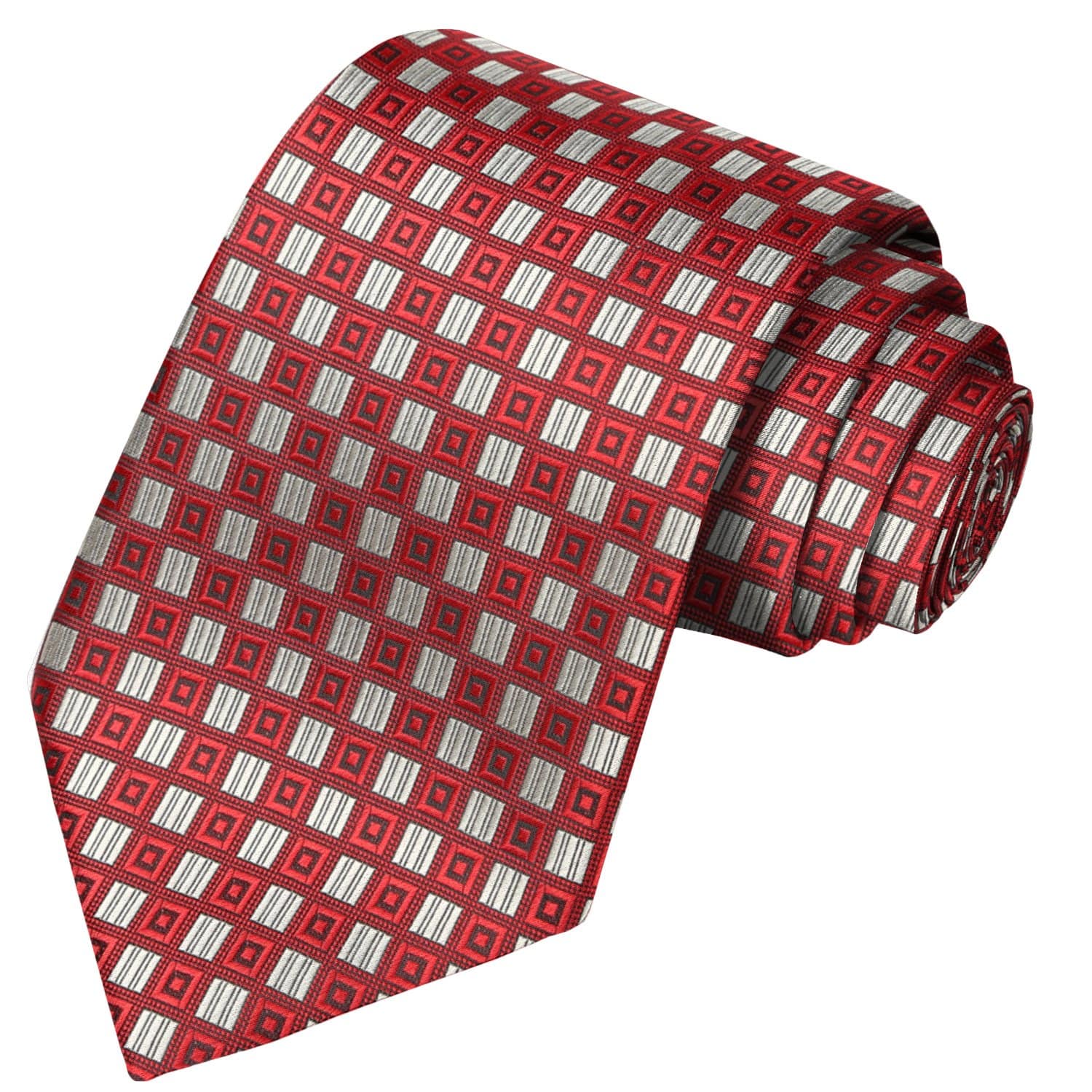 Rose Dotted Squares-Striped Whites Checkered Tie - Tie, bowtie, pocket square  | Kissties