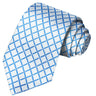 White-Cornflower Blue Checkered Tie - Tie, bowtie, pocket square  | Kissties