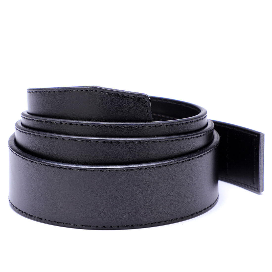 Genuine Solid Leather Micro-Ratchet Belt | Steel Black Buckle | Black Strap - Tie, bowtie, pocket square  | Kissties
