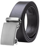 Genuine Solid Leather Micro-Ratchet Belt | Steel Silver Buckle | Black Strap - Tie, bowtie, pocket square  | Kissties