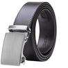Genuine Solid Leather Micro-Ratchet Belt | Steel Silver Buckle | Black Strap - Tie, bowtie, pocket square  | Kissties