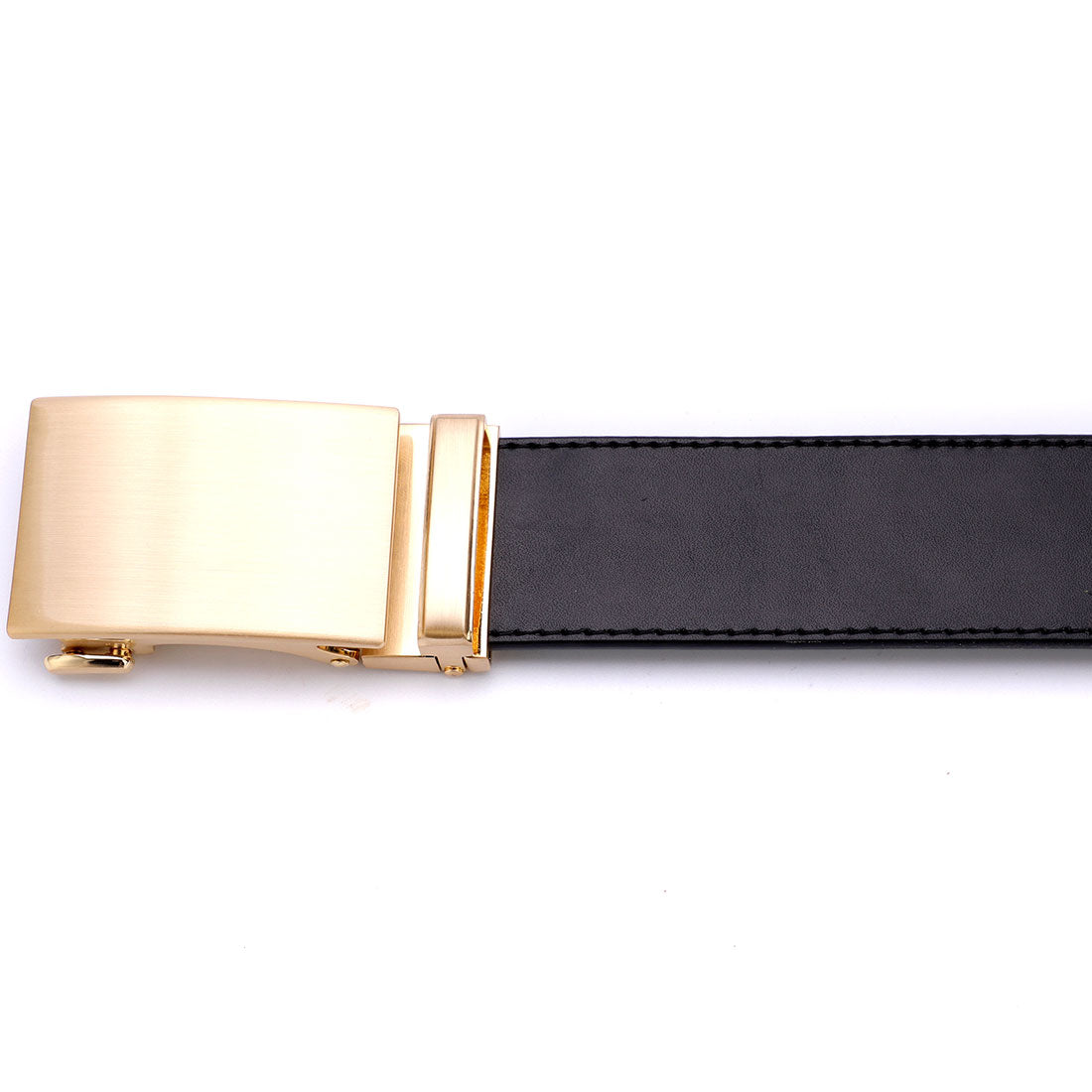 Genuine Solid Leather Micro-Ratchet Belt | Steel Gold Buckle | Black Strap - Tie, bowtie, pocket square  | Kissties