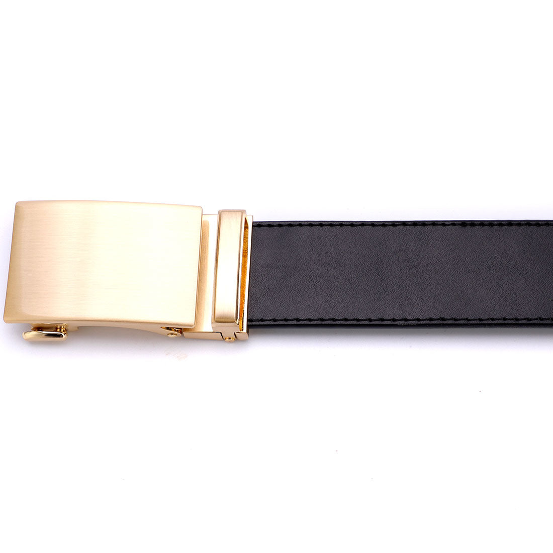 Genuine Solid Leather Micro-Ratchet Belt | Steel Gold Buckle | Black Strap - Tie, bowtie, pocket square  | Kissties