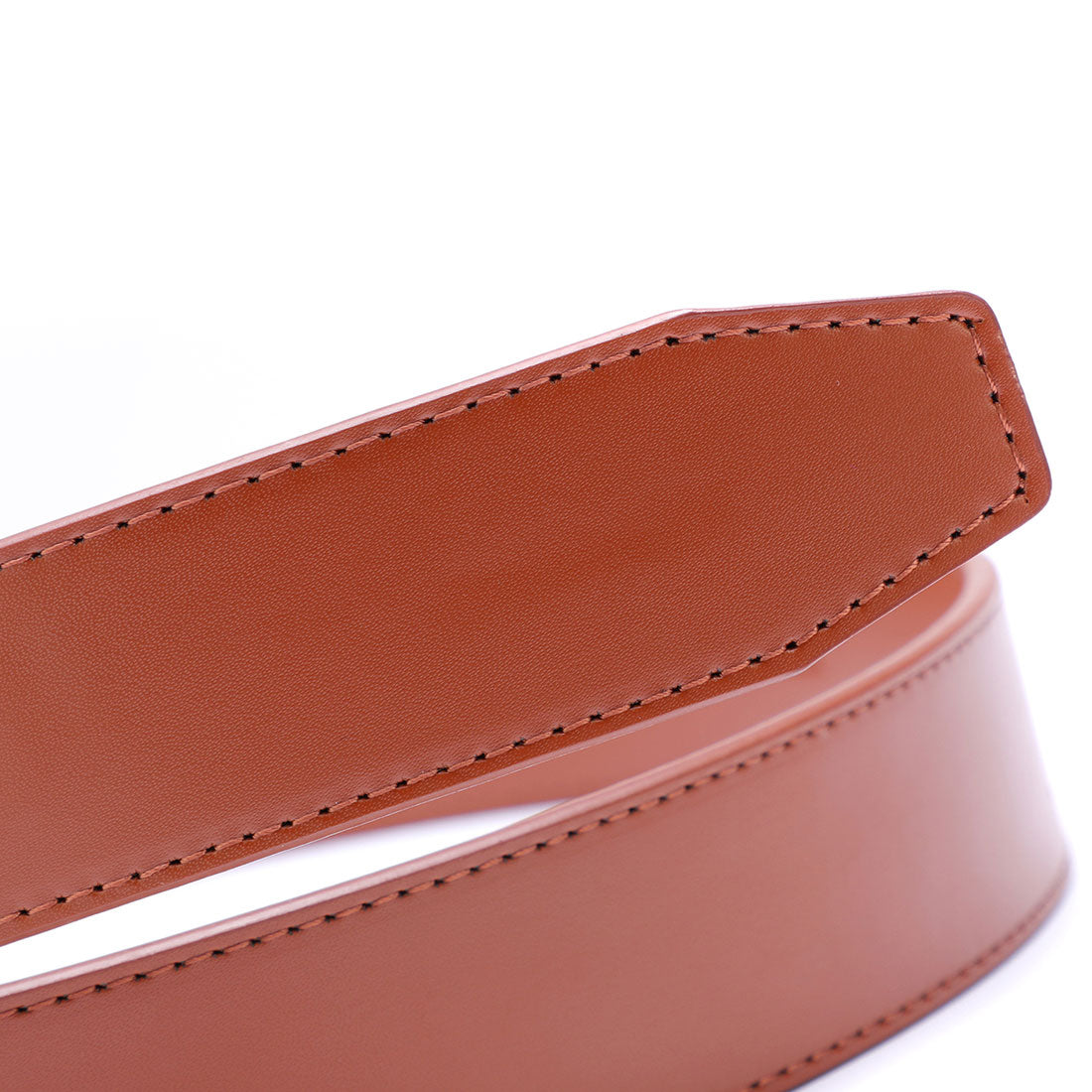 Genuine Solid Leather Micro-Ratchet Belt | Steel Silver Buckle | Tan Strap - Tie, bowtie, pocket square  | Kissties