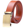 Genuine Solid Leather Micro-Ratchet Belt | Steel Gold Buckle | Tan Strap - Tie, bowtie, pocket square  | Kissties