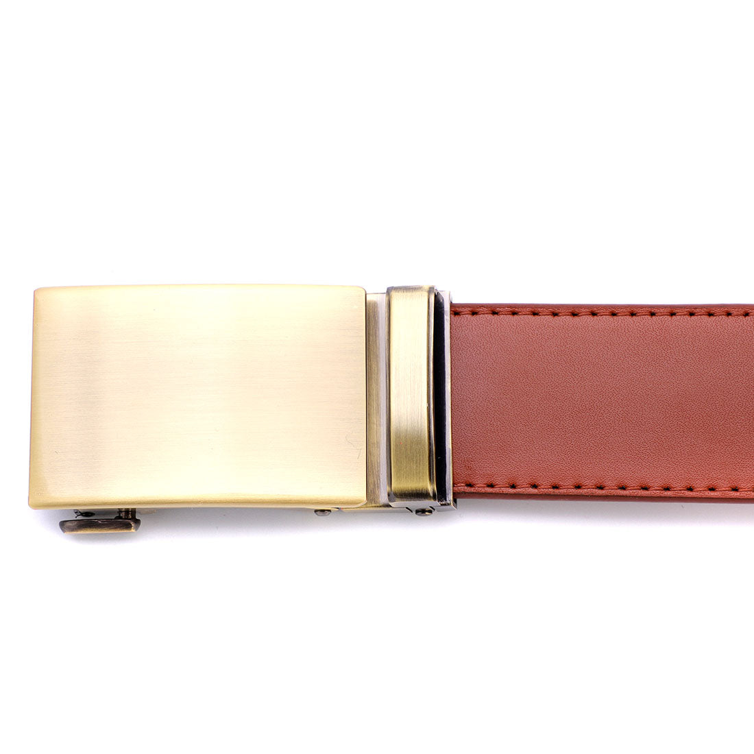Genuine Solid Leather Micro-Ratchet Belt | Steel Gold Buckle | Tan Strap - Tie, bowtie, pocket square  | Kissties