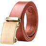 Genuine Solid Leather Micro-Ratchet Belt | Steel Gold Buckle | Tan Strap - Tie, bowtie, pocket square  | Kissties
