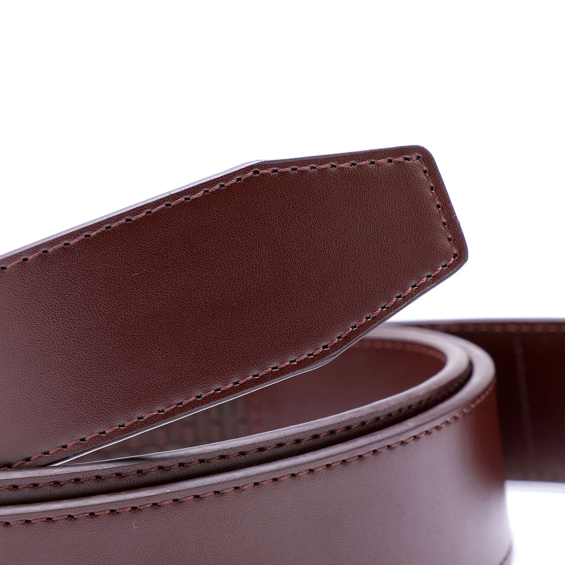 Genuine Solid Leather Micro-Ratchet Belt | Steel Brass Buckle | Brown Strap - Tie, bowtie, pocket square  | Kissties