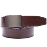 Genuine Solid Leather Micro-Ratchet Belt | Steel Black Buckle | Brown Strap - Tie, bowtie, pocket square  | Kissties