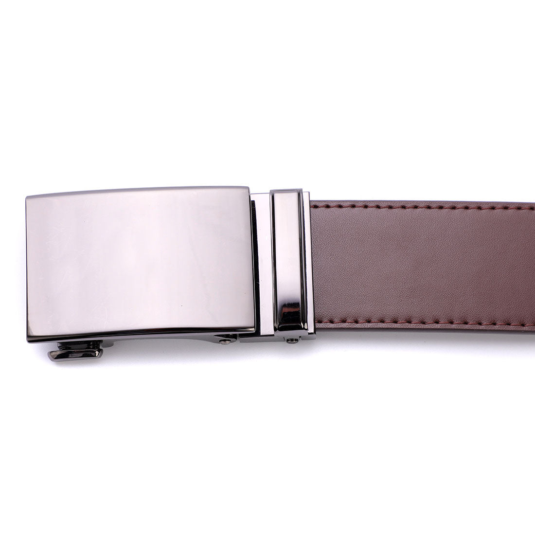 Genuine Solid Leather Micro-Ratchet Belt | Steel Silver Buckle | Brown Strap - Tie, bowtie, pocket square  | Kissties