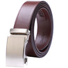 Genuine Solid Leather Micro-Ratchet Belt | Steel Silver Buckle | Brown Strap - Tie, bowtie, pocket square  | Kissties